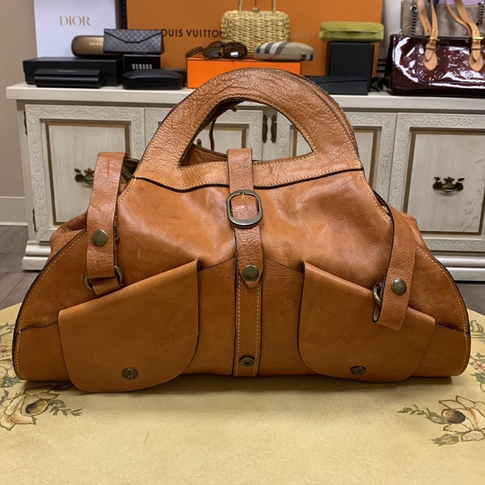 Patricia Nash Brown Leather Satchel Shoulder Bag